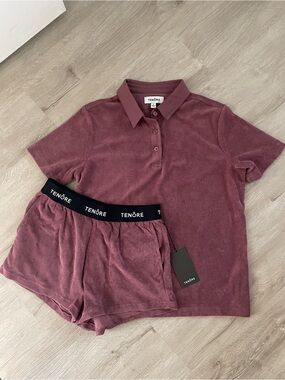 NWT Tenore Women’s Terry Lounge Shirt Short Set Size Small